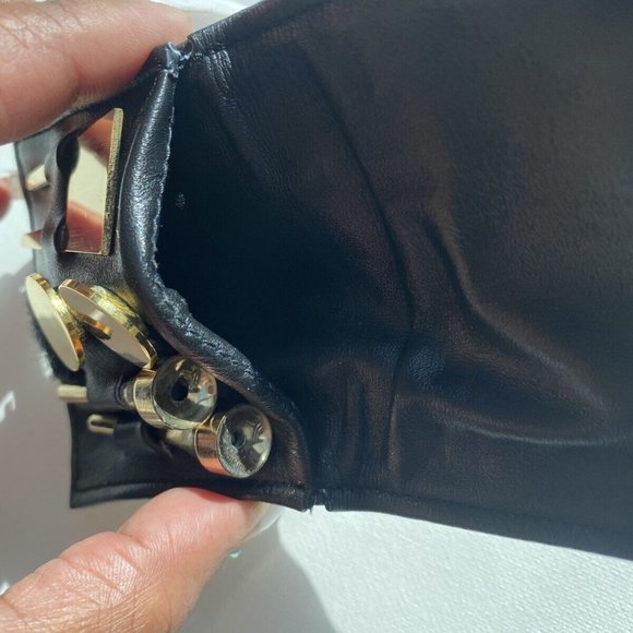 Vintage Brass Gold Metal Plated Divot Repair Golf Tee Marker Set Leather Pouch - Picture 6 of 9